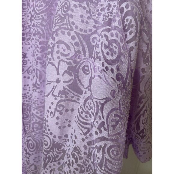 White Stag Womens 26/28 Lavender Burnout Sheer Floral Swirl Button Up Blouse Top - Picture 4 of 8